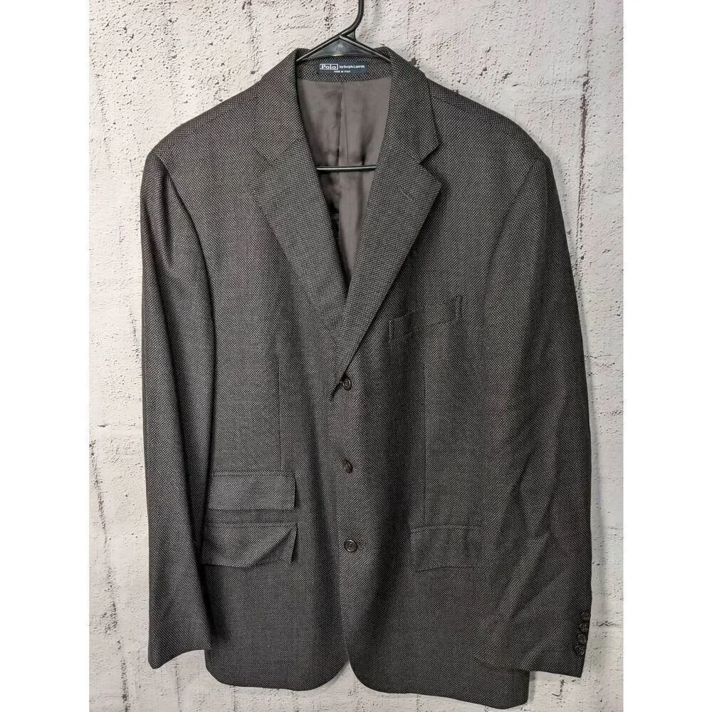 Ralph Lauren Polo line Grey‎ Italian Wool Blazer 44 Regular 44R Made in Italy